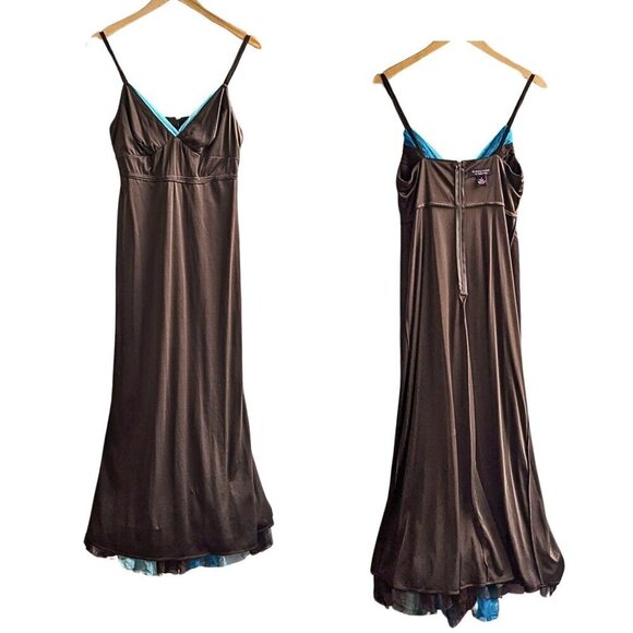 Brillant Vtg Y2K SIGNATURE ROBBIE BEE 100%Silk Crepe Colorblock Sundress Sz 10 - Picture 7 of 8